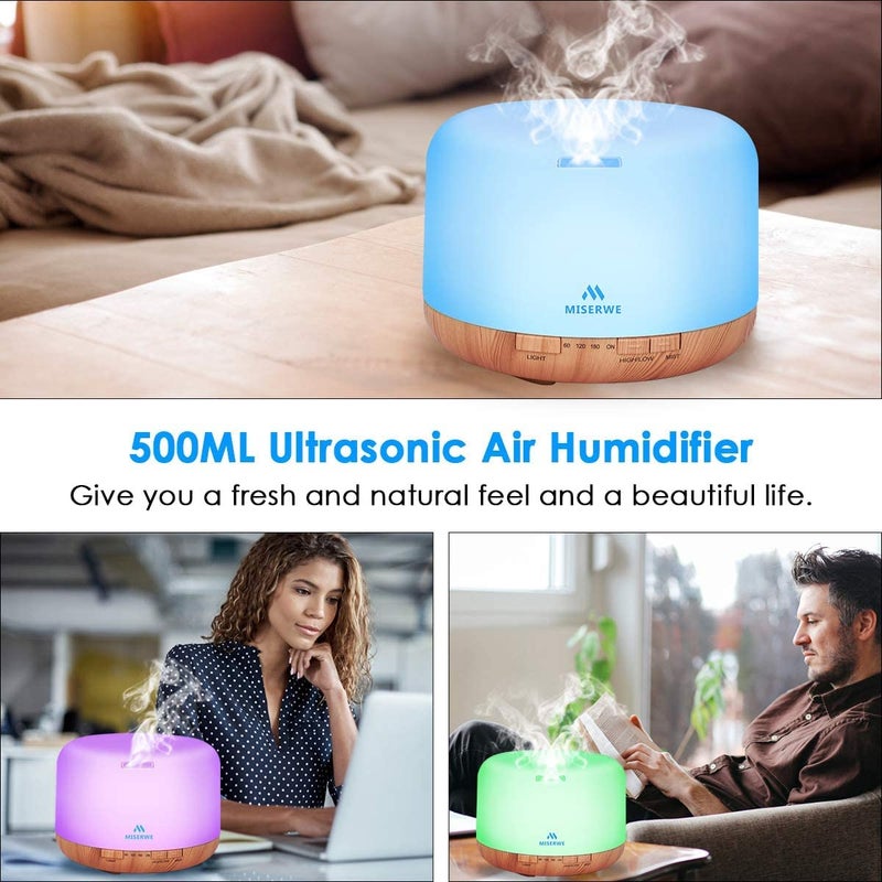 Miserwe 500ml Diffuser with Remote Control Waterless Automatic Shut Off Essential Oil Diffusers with Timing Mode Adjustable Oil Diffuser for Home - Image 4